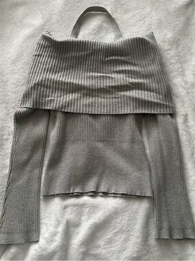 DAZY Grey Light Gray Ribbed Knit Women's Skirt
